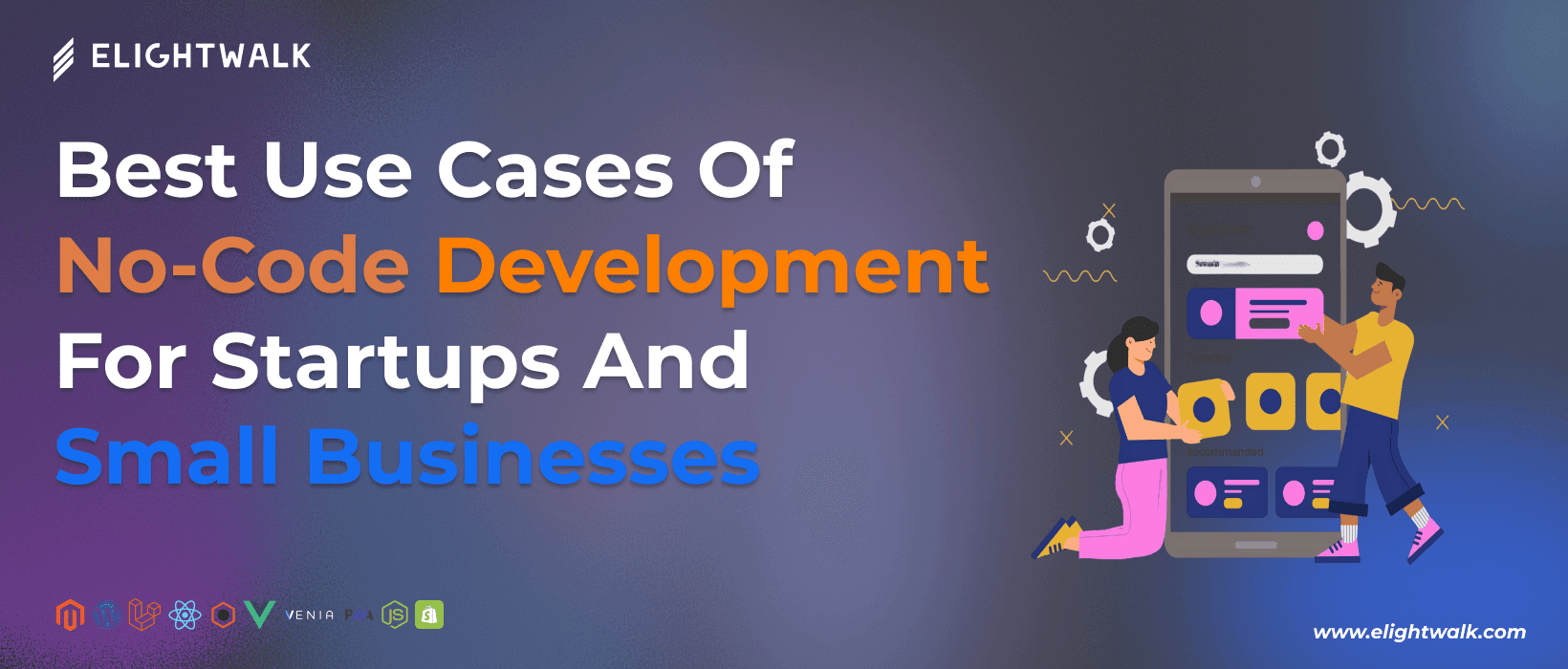 Illustration showing best use cases of no-code development for startups and small businesses