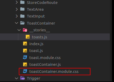 Step 1: Mapping the toastContainer.module.css file first