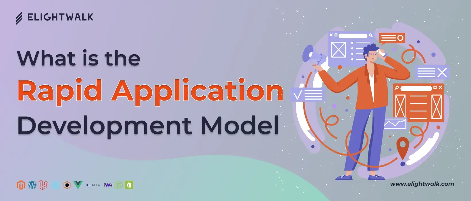 Illustration explaining the Rapid Application Development (RAD) model and its iterative, user-driven software engineering process